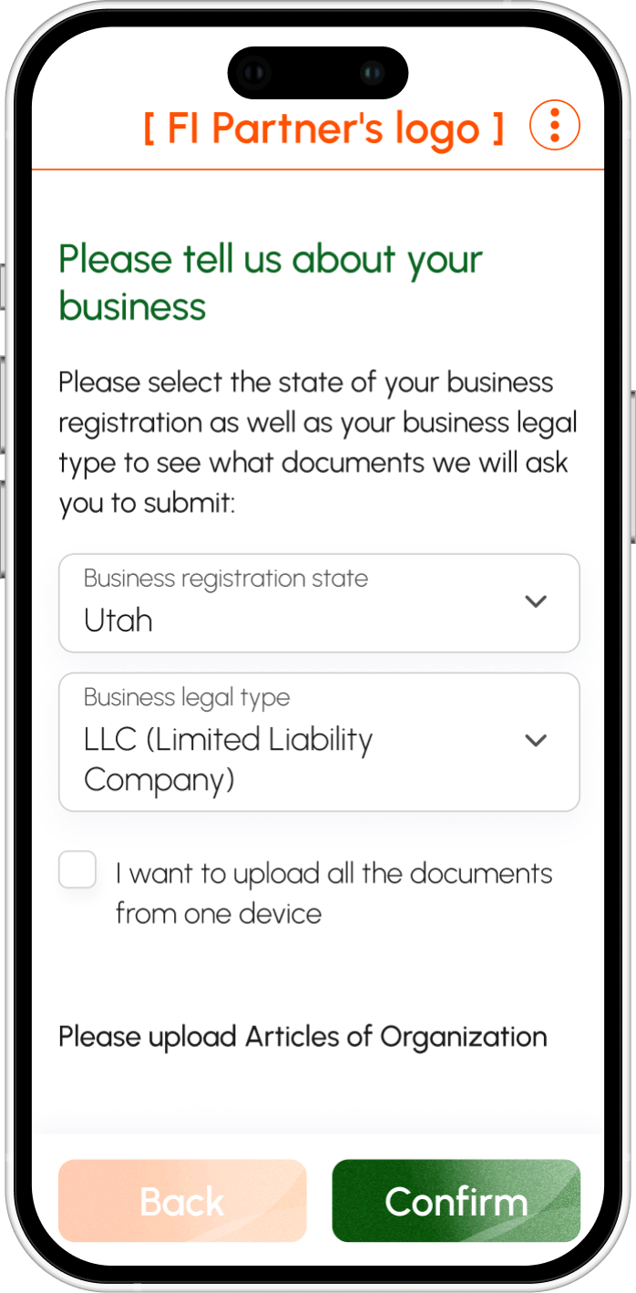 Business account opening
