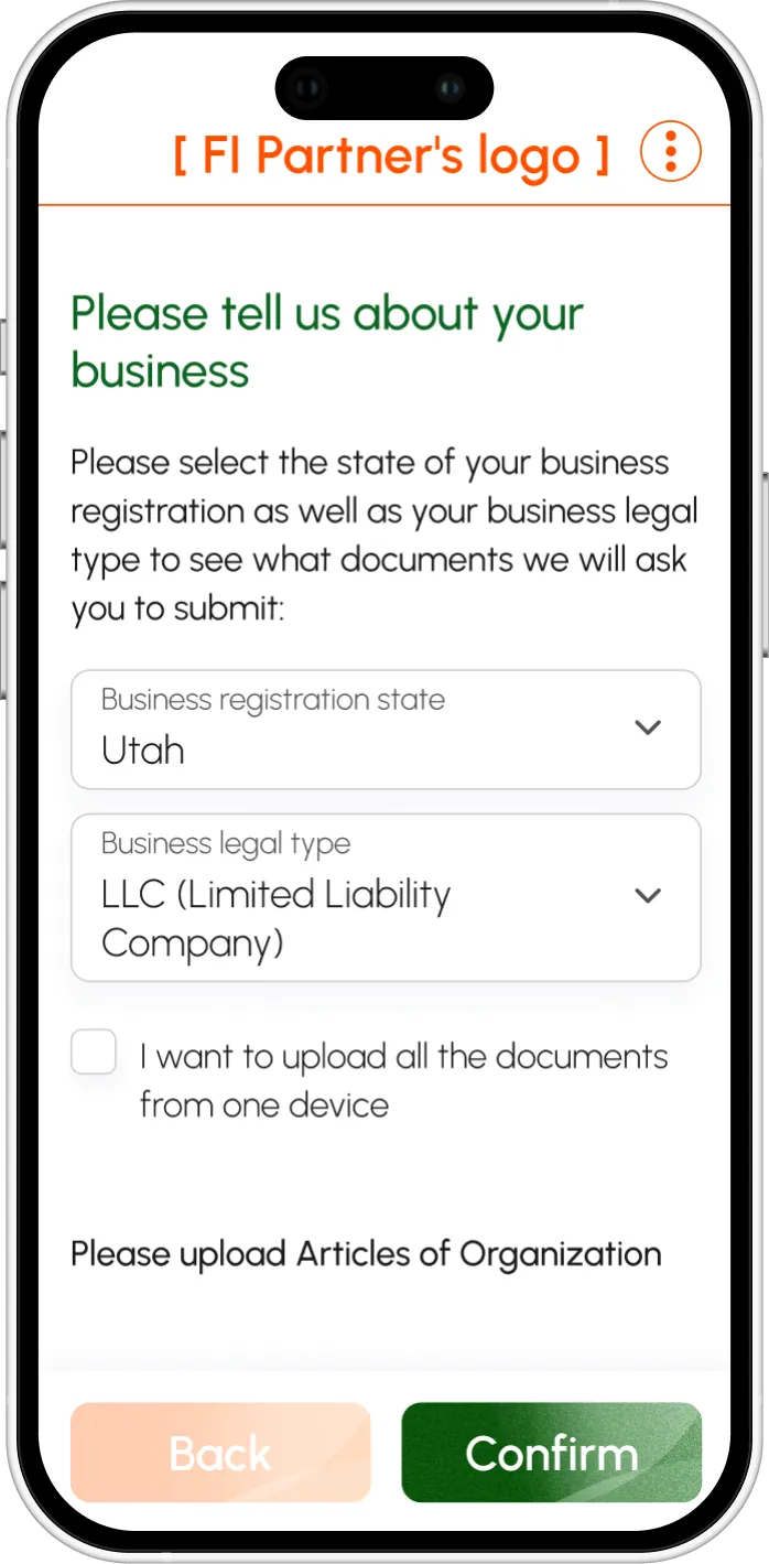 Business account opening